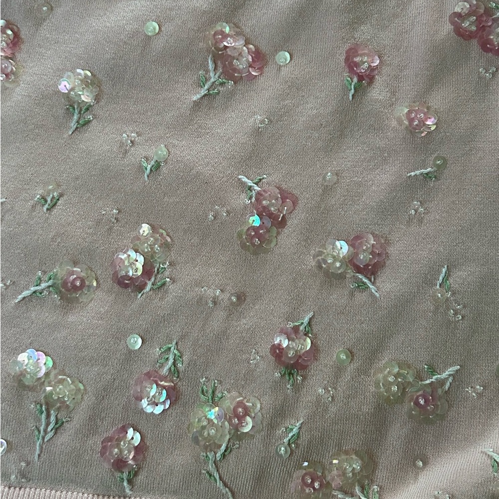 Oscar de la Renta Pink Knit Tank Top w/ Sequin and Beaded Flowers Size Medium - Picture 4 of 4